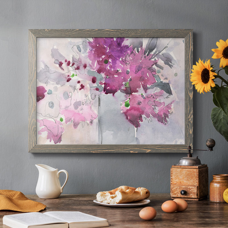 Cadre floral I, Gris, H 14 po x l 20 po