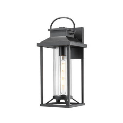1 Pack Modern Outdoor Porch Lantern, Textured Black Anti-Rust Waterproof Light Fixture For House Garage