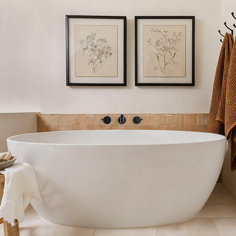 High Flow 2-Handle Wall-Mounted Stainless Steel Tub Filler With Rough-In Valve, Matte Black
