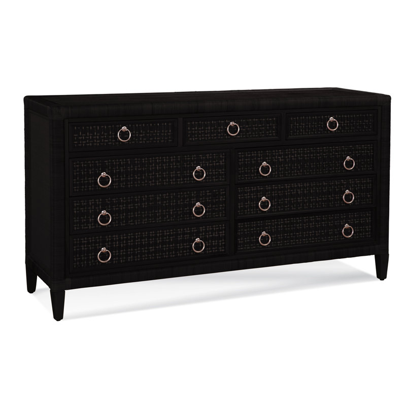 Commode 9 tiroirs Monterey, Noir antique, Non, Nickel satiné