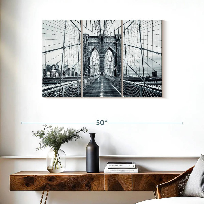 Pont de Brooklyn monochrome, H 24 po x l 38 po