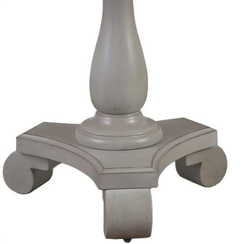 Transitional Antique Round End Table, Living Room Sofa Side Wood Table, Gray