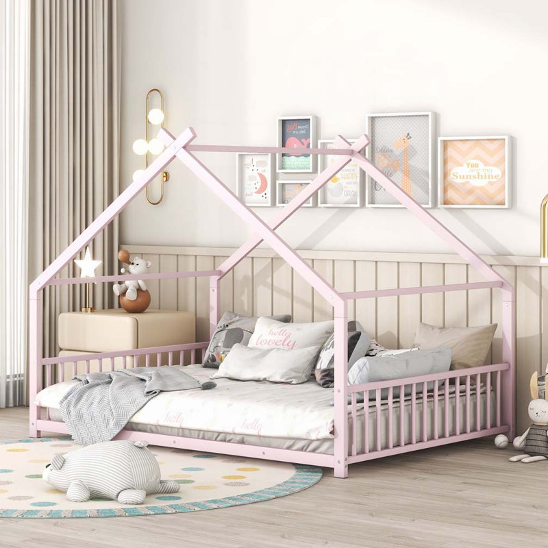 Lit en métal, Double, Rose
