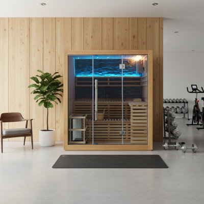 Galaxie 4-Person Indoor Traditional Sauna with 8kW Harvia Heater and Double Bench