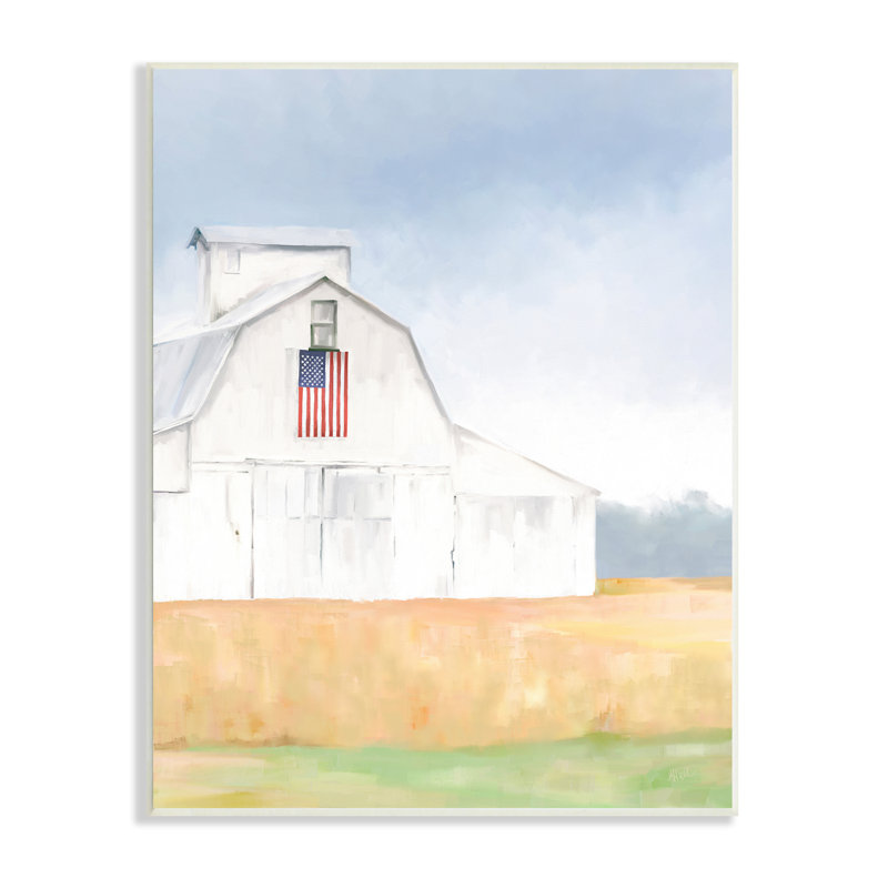 Drapeau américain, campagne blanche, paysage de campagne, art mural Amy Hall, H 19 po x l 13 po x P 0,5 po