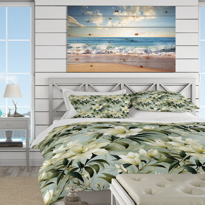Literie Bamboo Whispers, Housse de couette pour grand lit et 2 taies décor