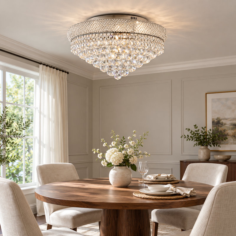 Plafonnier encastré en cristal à 4 lumières avec ampoules, Yes