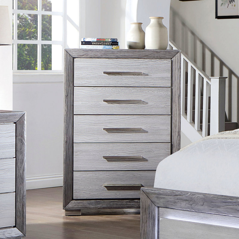 Commode de style transitionnel avec glissières à roulement à billes en métal