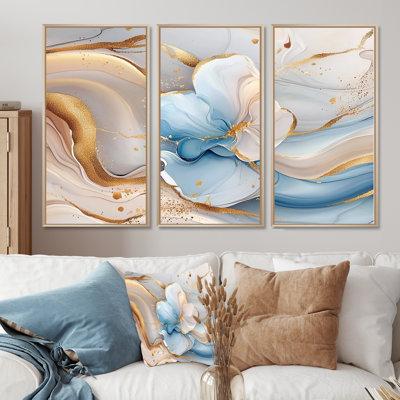 «Midnight Sky of Liquid Agate II», ensemble d'art mural abstrait à encre liquide