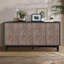 Buffet Mid-Century Buffet avec pieds en bois massif 60 po Armoire de rangement crédence avec 4 portes en losange à motif convexe et 2 tablettes console pour le salon-1850336587