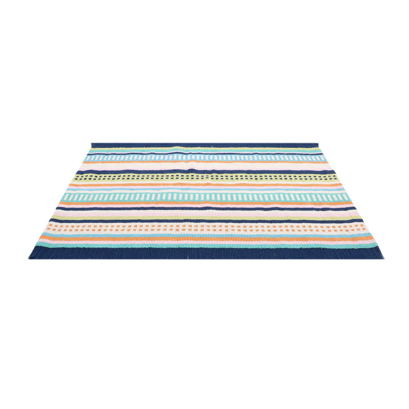 Chromatic Striped Area Rug in Blue/Orange/Pink, Rectangle 6' x 9'