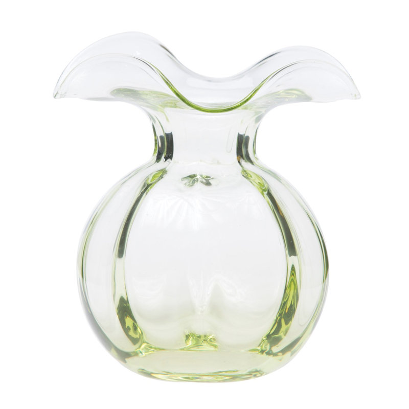 Vase de table en verre Hibiscus, Hauteur totale - 10 po, Vert