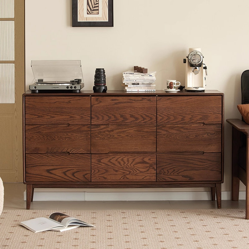 Armoire d'appoint en bois massif de couleur noyer noir