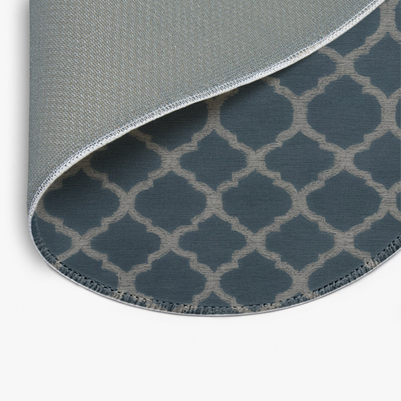 Trellis Black Indoor and Outdoor Area Rug, Round 5'