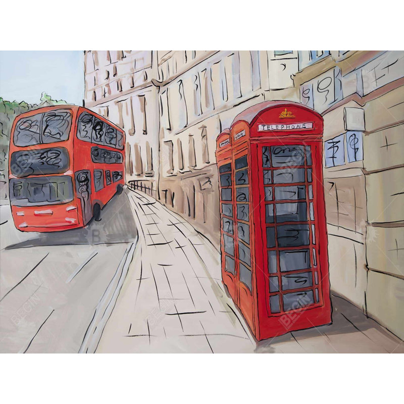 London bus and telephone booth Bath Mat with Non-Slip Backing - Quick Dry Memory Foam Bathroom Rug - Absorbent - Modern Plush Spa-Style - Machine Washable