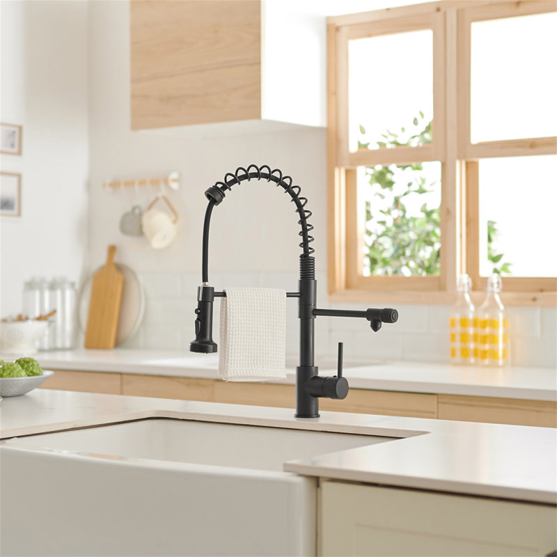 Robinet de cuisine de purificateur d'eau potable, robinet d'évier de cuisine rétractable, Noir
