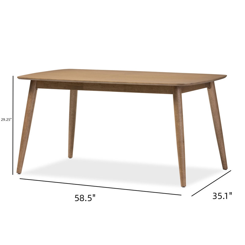Charell Rectangular with Solid Wood Base Dining Table, Oak