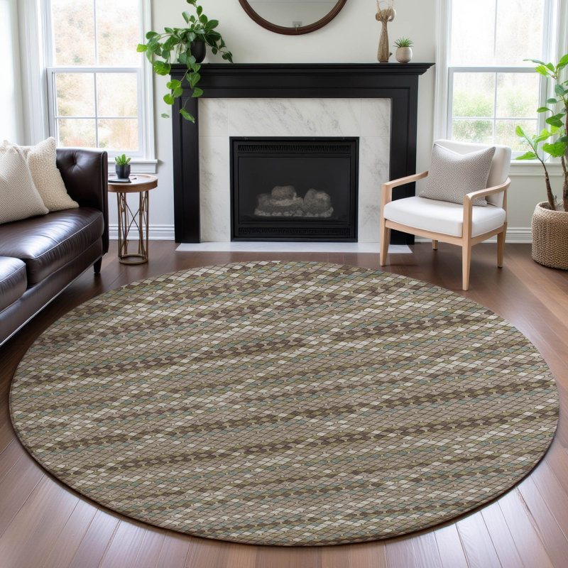 Premium Machine Washable Elize AMF1436 Lattice Rug, Round 8'