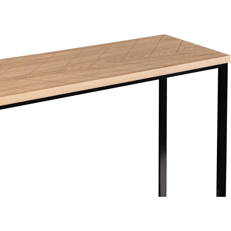Console Modern Coastal American, en bois naturel et métal noir, L 39 po, idéale pour ajouter de la chaleur aux couloirs