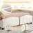 Queen Size Upholstered PU Leather Bed Frame, With Butterfly Shaped Headboard And Footboard, Platform Bed Frame With Gold Metal Decorations, No Box Spring Needed, Beige-470847835-470847830