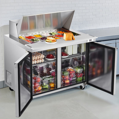 Commercial Refrigerated Sandwich Prep Worktable Double Door Stainless Steel