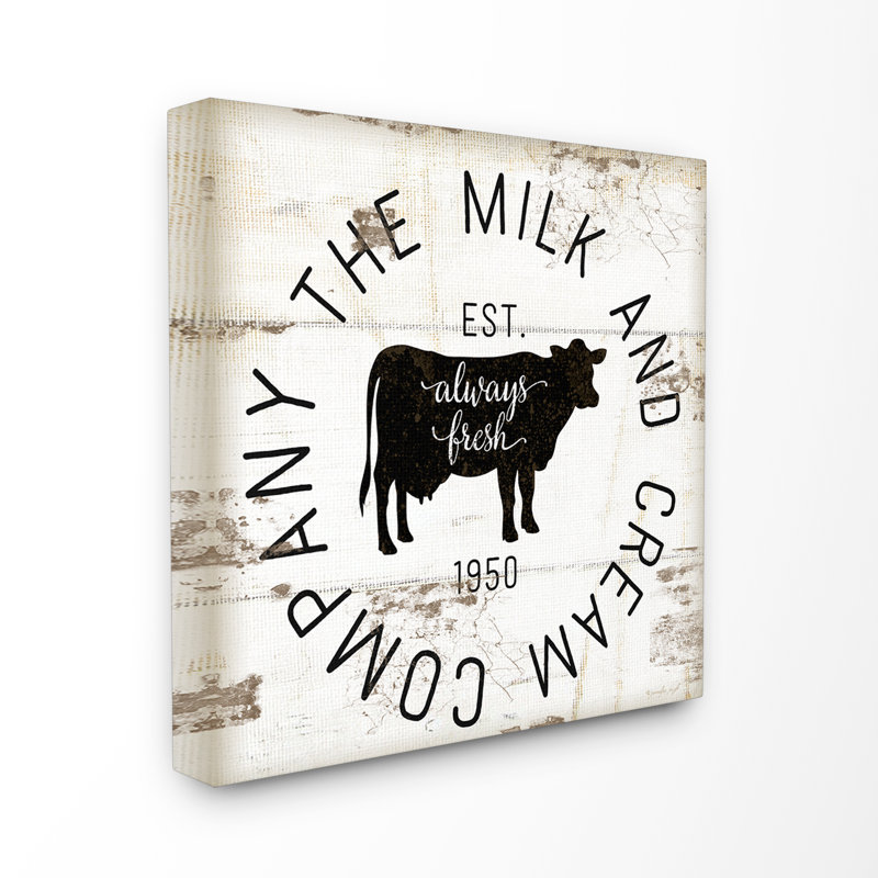 «Milk and Cream Company Vintage Sign», art mural, Toile tendue, H 17 po x l 17 po x P 1,5 po