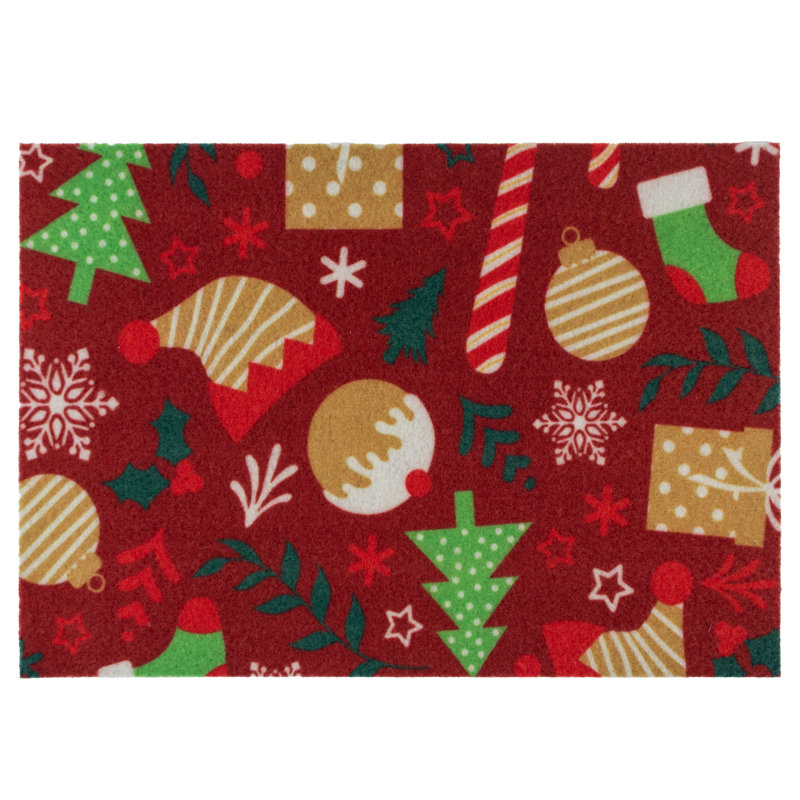 Machine Washable Indoor Christmas Mat - Candy Cane 40x57cm