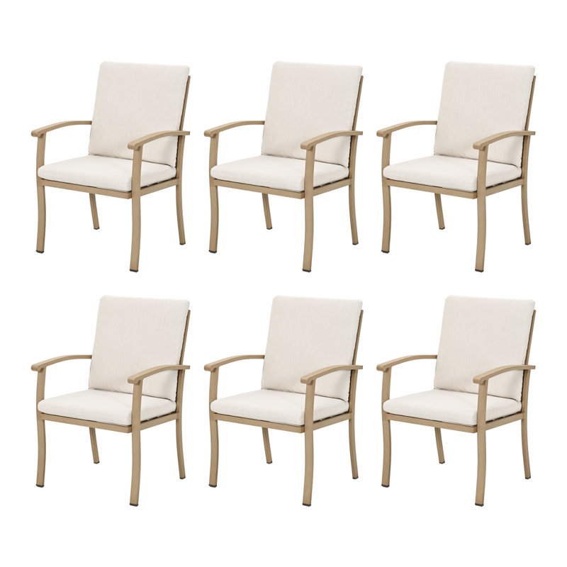 Chaises de patio en aluminium 6 pièces avec coussins Colby, Beige / Beige