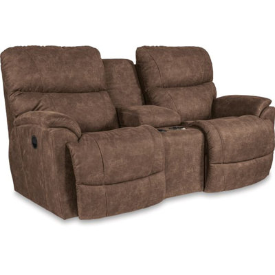 Trouper Power Reclining Loveseat with Console, Power Headrest and Lumbar, and Memory Foam Cushions