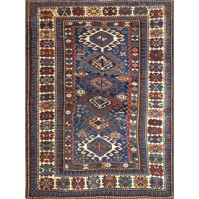 Antique Shirvan Allover Geometric Hand Knotted Pile Rug