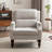 Boucle Fabric Accent Chair with Solid Wood Legs-949130037