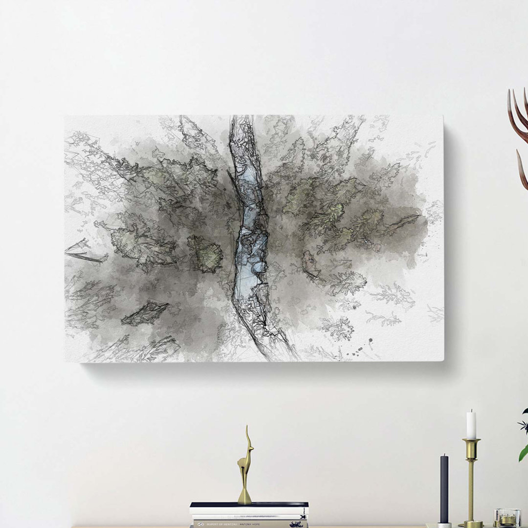 Forest Stream in Switzerland in Abstract - Wrapped Canvas
