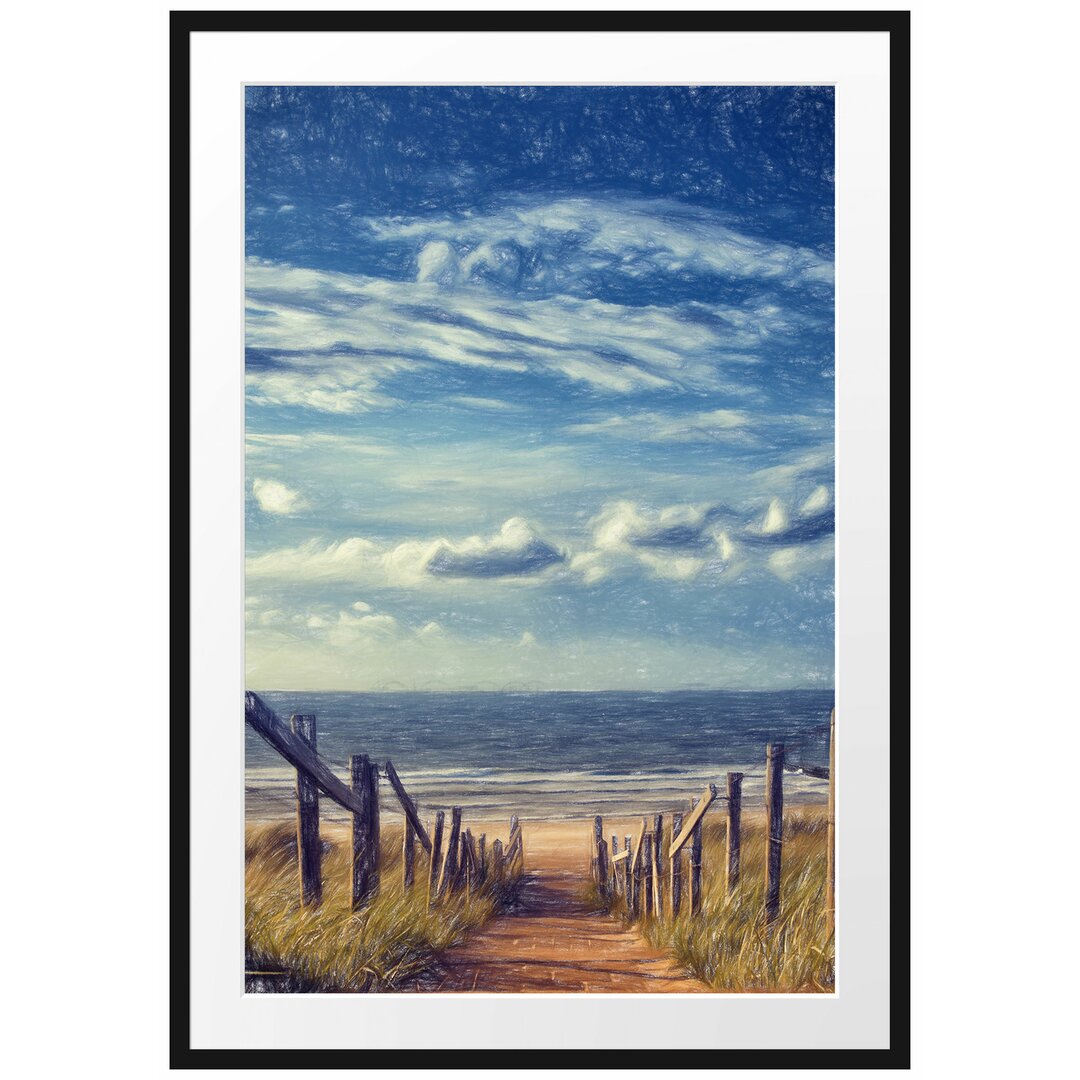 Gerahmtes Poster Weg zum Strand am Meer