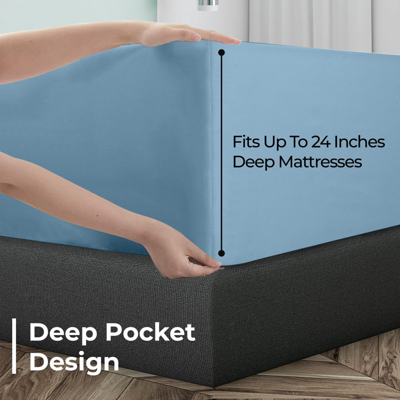 Royale Linens Extra Deep Pocket Only | Size Deep Pocket | Fits 18 inch to 24 inch Thick Mattress | Soft & Breathable Elastic Sheets