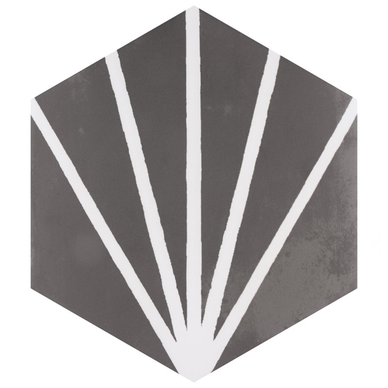 Horizon Dawn 7-3/4" x 9" Porcelain Patterned  Wall and Floor Tile, Nero