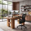 Table de salle à manger de style campagnard moderne pour 6 personnes - Table de cuisine en bois massif avec pieds robustes en forme de H - Mobilier rustique pour salle à manger et salon - Couleur noyer-936184059