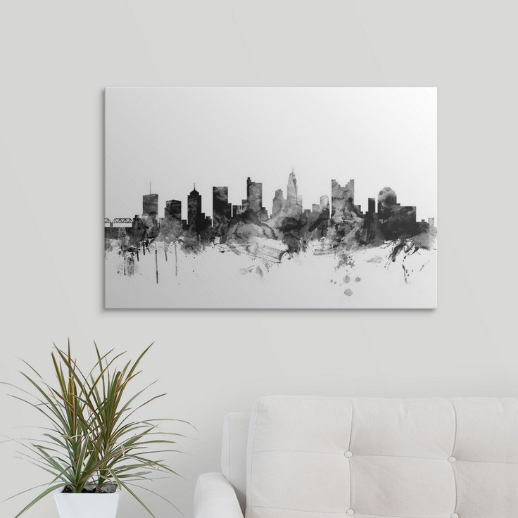 Francy " Columbus Ohio Skyline " by Michael Tompsett, 20" H x 30" W x 1.5" D, Canvas