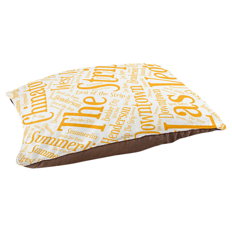 Coussin de chien « districts », Moyen (H 9,5 po x l 28 po x P 18 po), Orange, Las Vegas