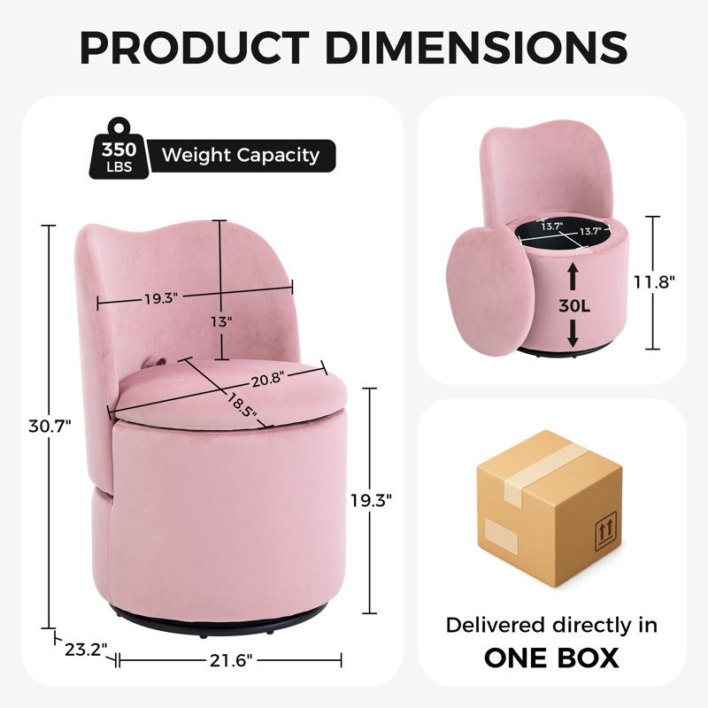 Upholstered Swivel Accent Chair, Pink