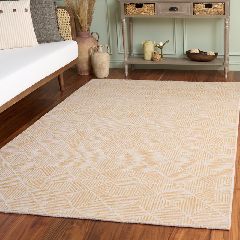 Hoopeston Hand Tufted 0.8 Wool 0.2 Cotton Geometric Rug, Rectangle 5' x 8'