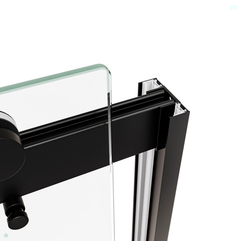 Porte de douche à dérivation, porte coulissante, avec verre trempé 5/16 po et fini noir mat 6074