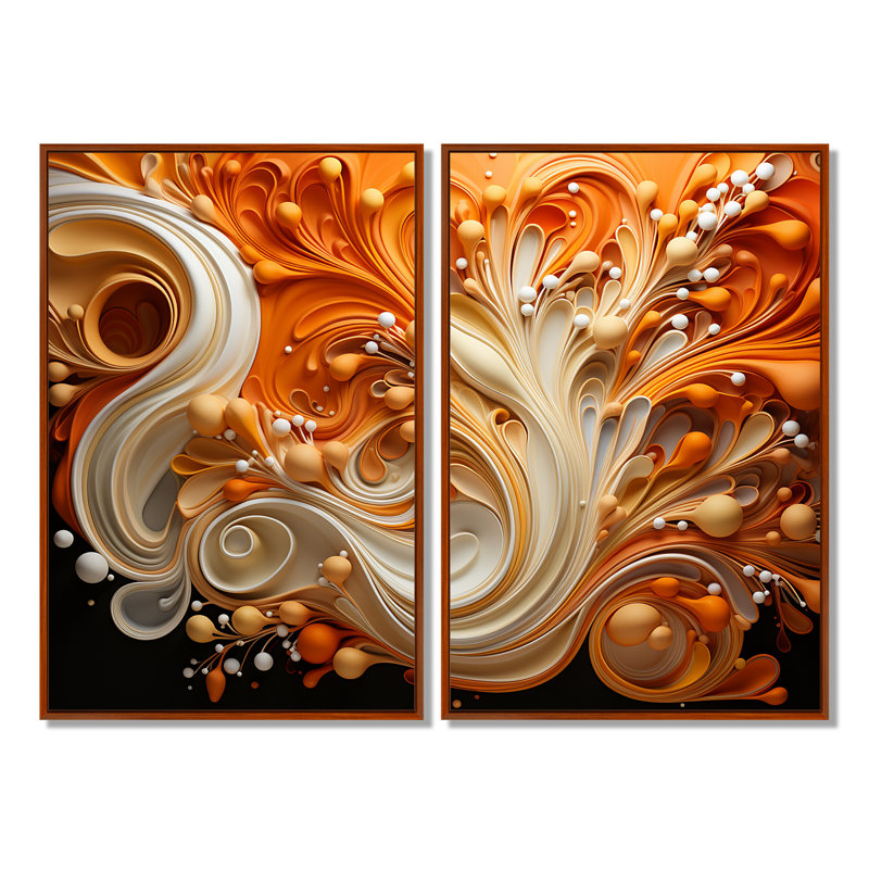 Abstrait, flammes de café fluides - formes abstraites, art mural surdimensionné, Brun, H 36 po x l 48 po
