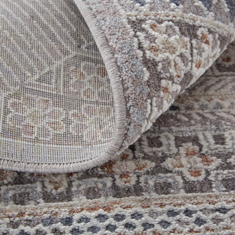 Cainsville Geometric Machine Woven Ivory/Material DetailsGray Area Rug, Rectangle 12' x 15'