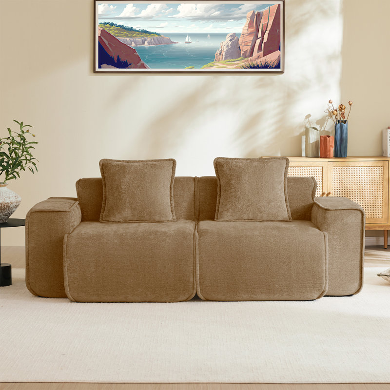 Boneless Boneless Couch Modular Sectional Sofa, Modern Deep Seat Sectional Couches, Comfy Velvet Cloud Couch Sofa, No Assembly, For Small Spaces, Living Room, Bedroom