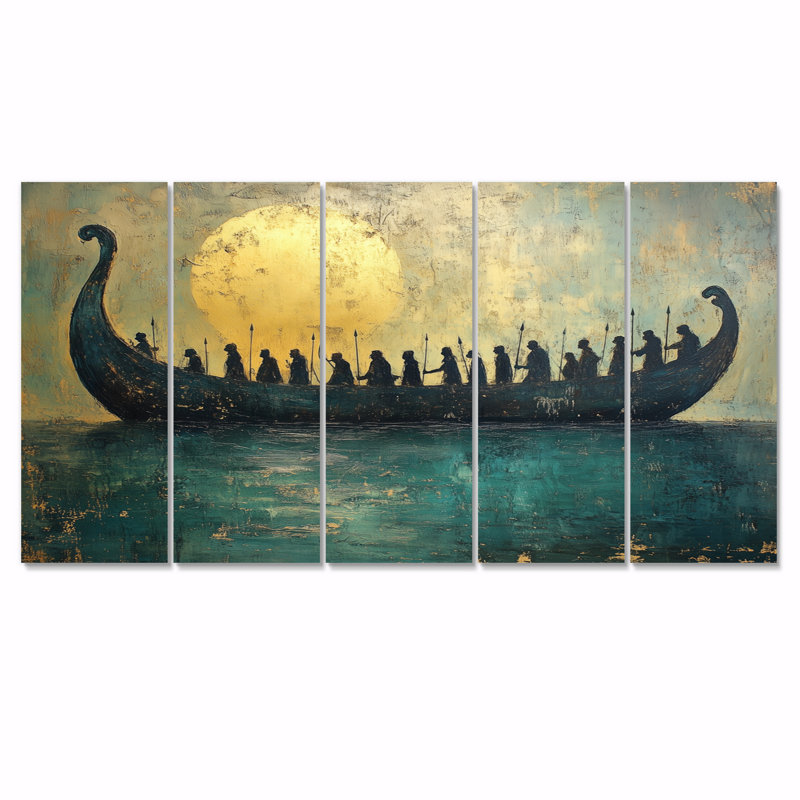Green Vikings Boat Vikings Return - Ensemble de décoration murale bateau Vikings, H 28 po x l 60 po