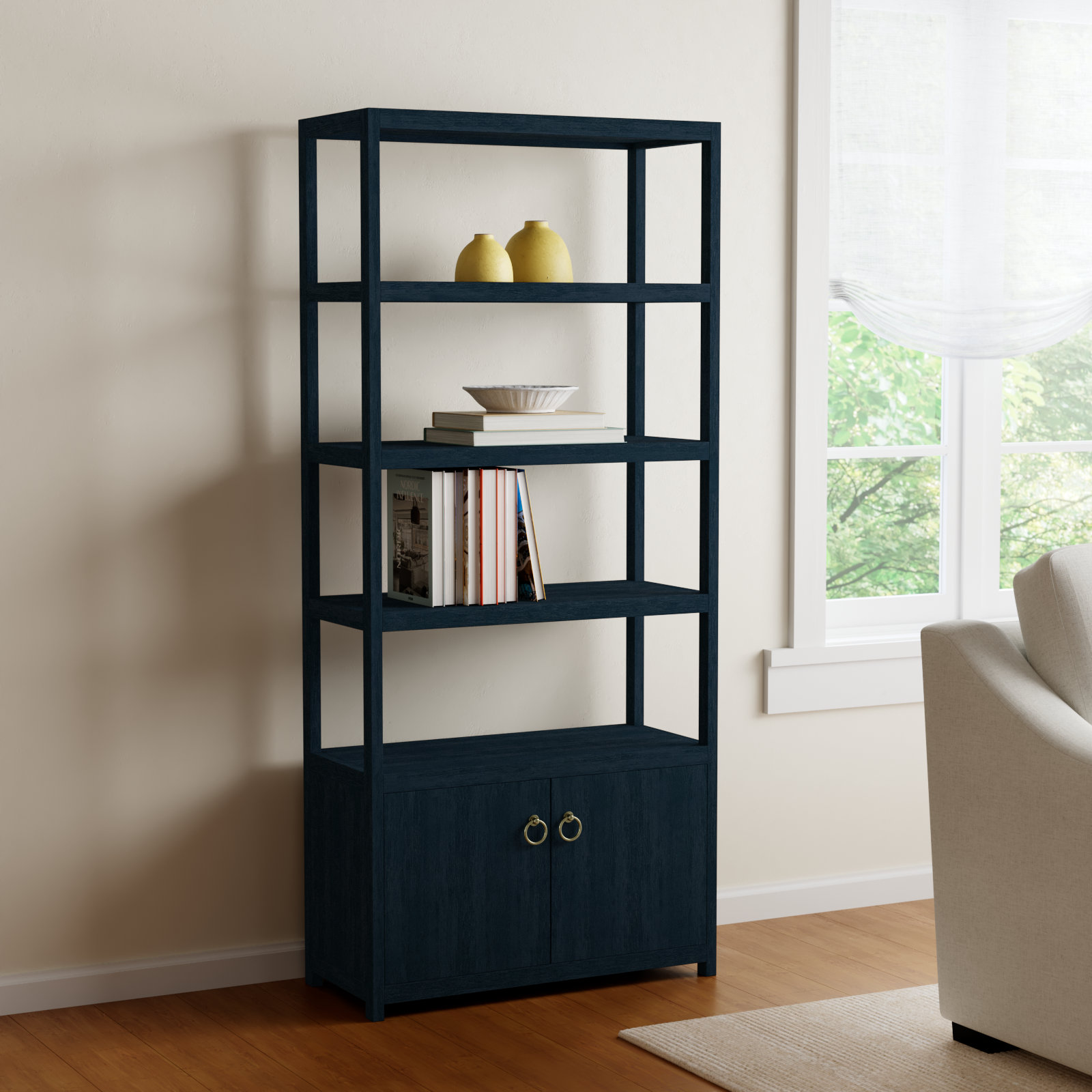 Elin 32" Bookcase, Navy Blue