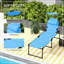Chaise de bronzage de randonnée bleue avec coussin - Chaise longue pliante réglable pour profiter de la piscine