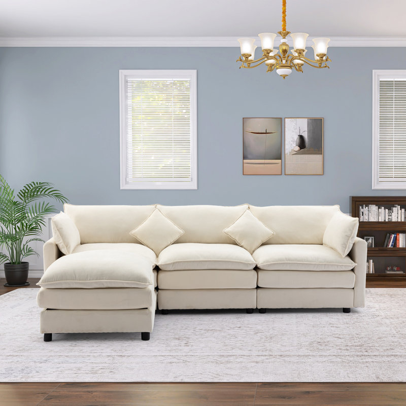 Kujtesa 4 Piece Upholstery Modular Sectional, Beige