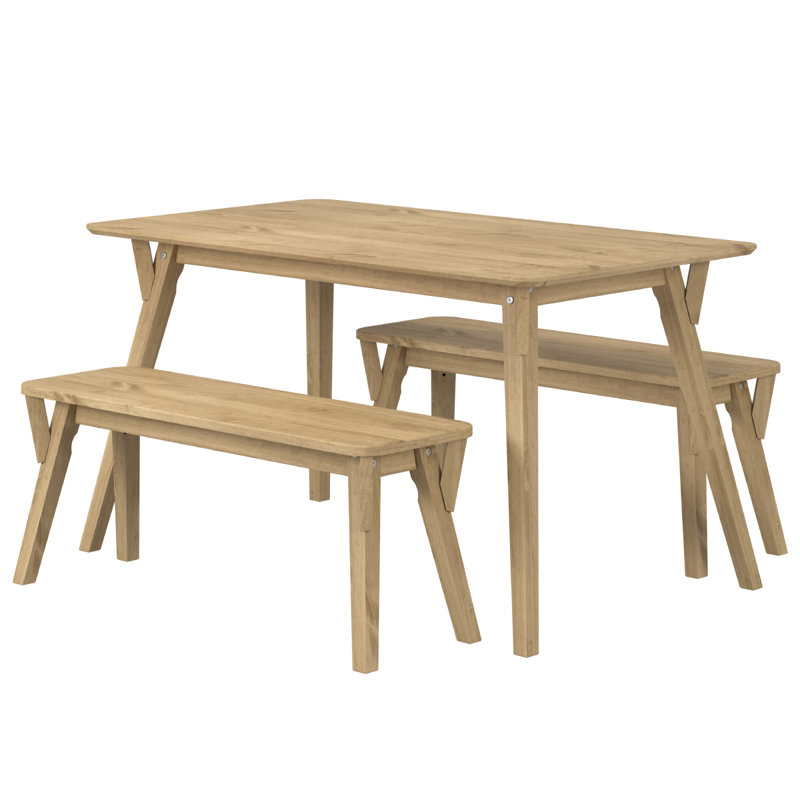 Chelsa 4 - Person Pine Solid Wood Solid Wood Top Four Leg Dining Set