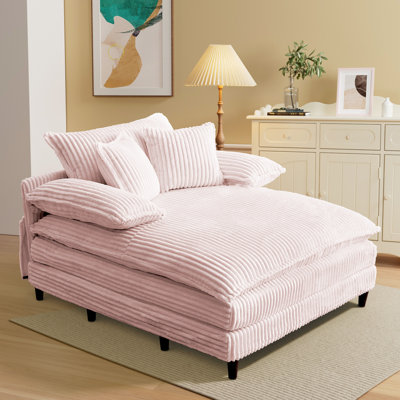 Oversized Corduroy Adjustable Chaise Lounge Sleeper Sofa Bed